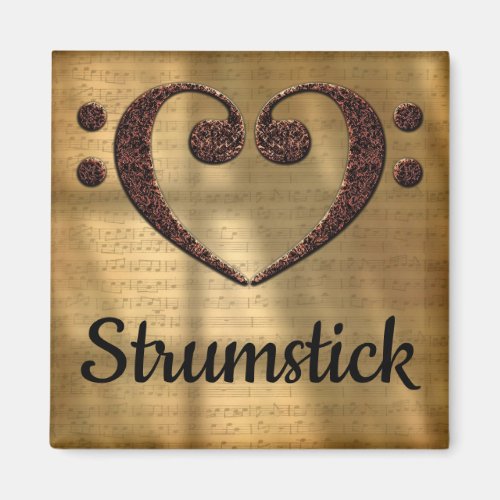 Double Bass Clef Heart Sheet Music Strumstick Square Magnet