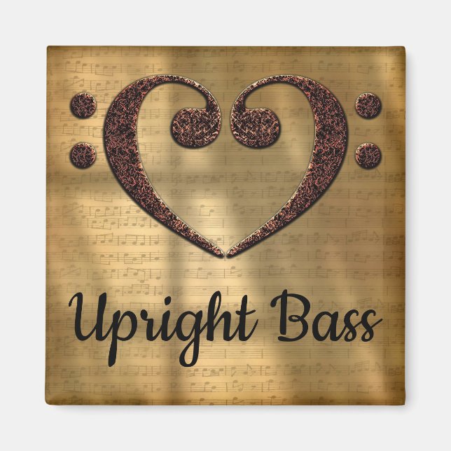 Double Bass Clef Heart Upright Bass Magnet (Front)