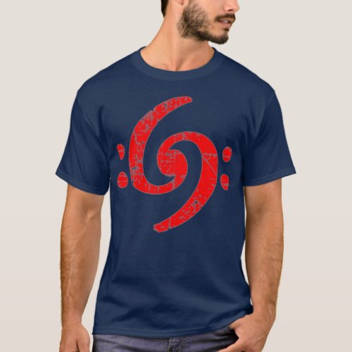 Double Bass Clef Vintage Red Bass Player T_Shirt