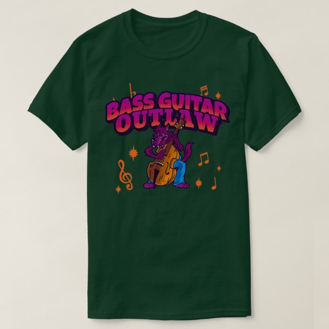 Double Bass Guitar Outlaw T-Shirt (Design Front)