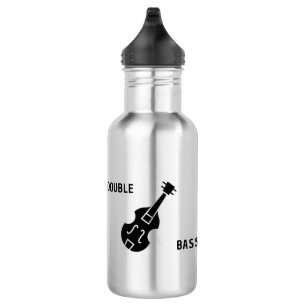 Double Bass in Black Stainless Steel Water Bottle