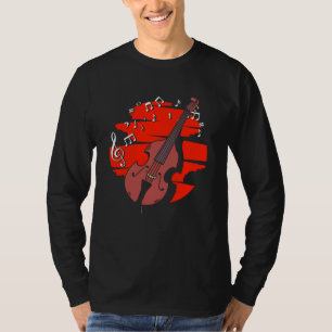 Double Bass Music Notes Jazz Music Contrabass Play T-Shirt