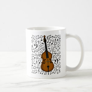 Double Bass Musical Notes, Bassist Jazz Musician Coffee Mug