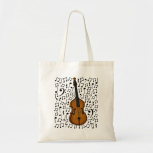 Double Bass Musical Notes, Bassist Music Teacher Tote Bag