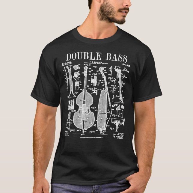 Double Bass Player Bassist Musical Instrument Vint T-Shirt (Front)