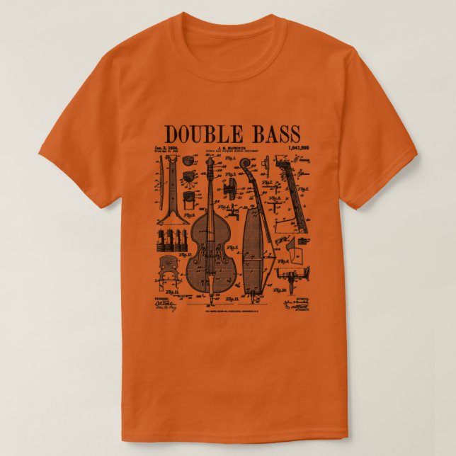 Double Bass Player Bassist Musical Instrument Vint T-Shirt (Design Front)