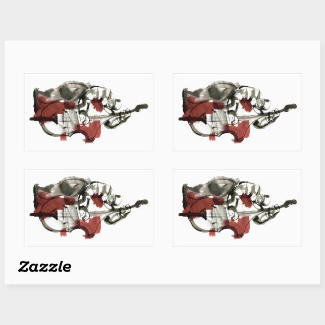 Double bass player rectangular sticker (Sheet)