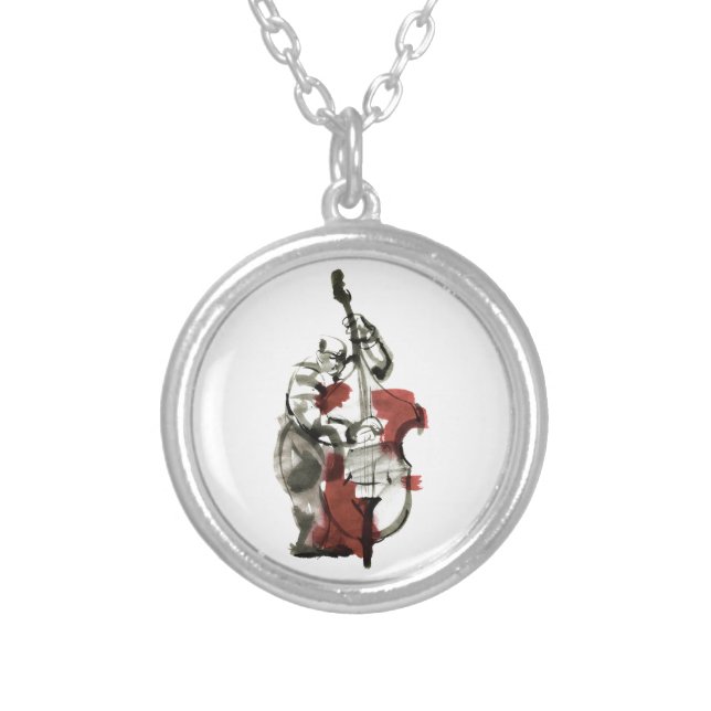 Double bass player silver plated necklace (Front)