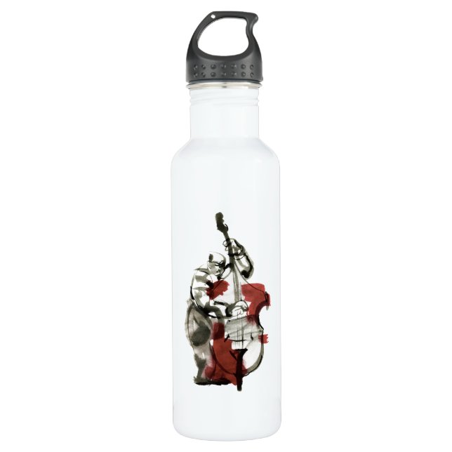 Double bass player stainless steel water bottle (Front)