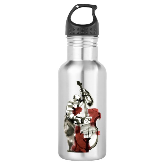 Double bass player stainless steel water bottle (Front)