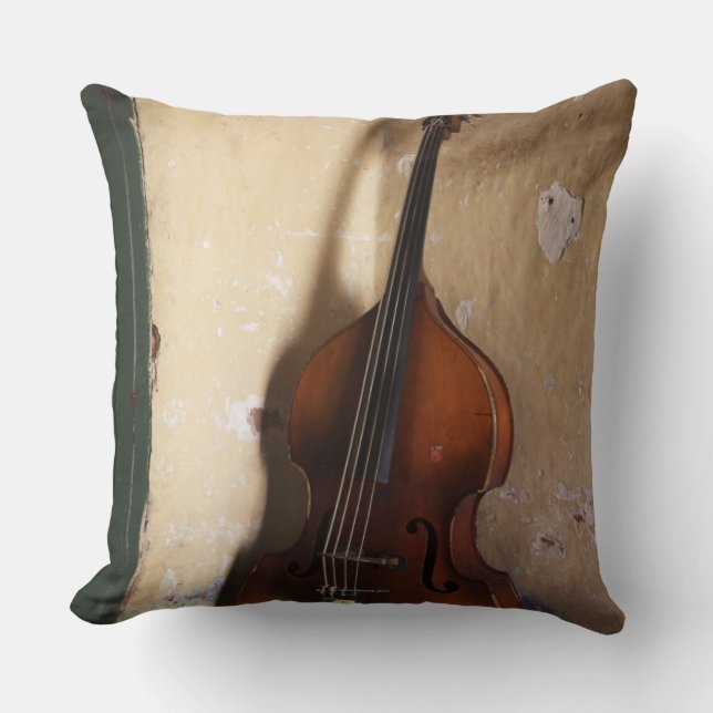 Double Bass Throw Pillow (Front)