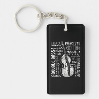 Double Bass Word Cloud Upright Bass Art Music Keychain