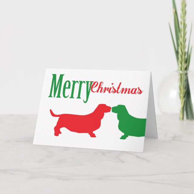 Double Bassett Hound Christmas Card (Front)