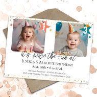 Double Birthday Kids Photo Invitation
