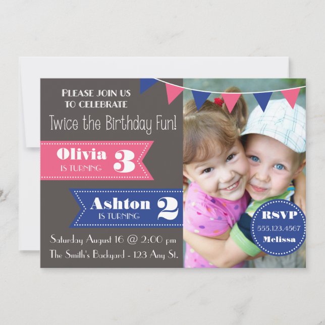 Double Birthday Party Invite (Boy/Girl) (Front)