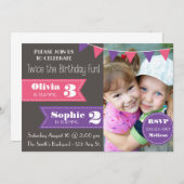Double Birthday Party Invite (Girl/Girl) (Front/Back)