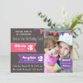 Double Birthday Party Invite (Girl/Girl) (Standing Front)
