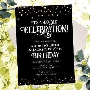 Double Birthday Party Star Confetti Invitation