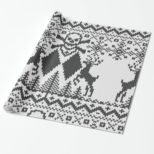 Double Black Diamond Crossbones Extreme Knit Wrapping Paper (Unrolled)
