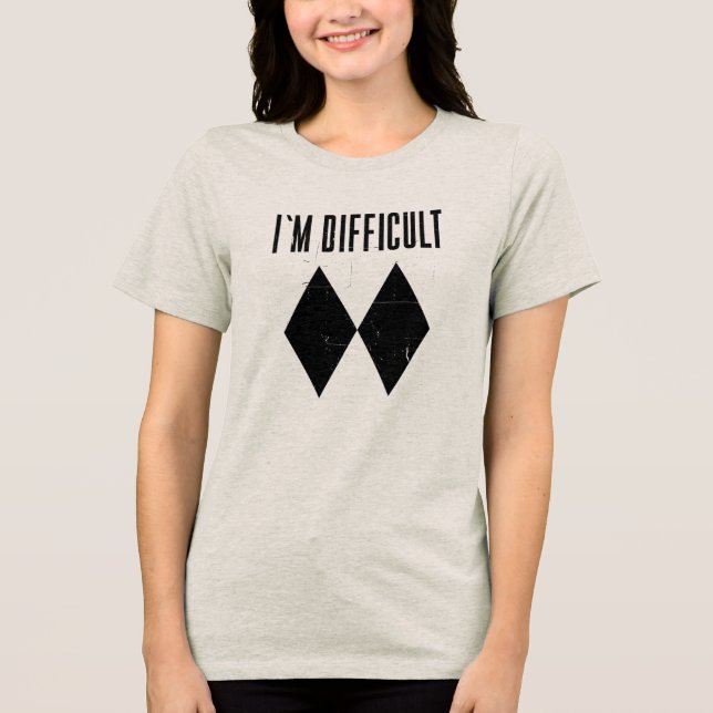 Double Black Diamond I'm Difficult Skiing Novelty Tri-Blend Shirt (Front)