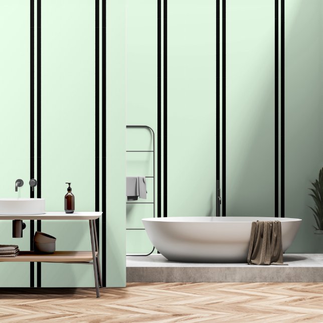 Double Black Stripes On Pale Green  Wallpaper (Bathroom)