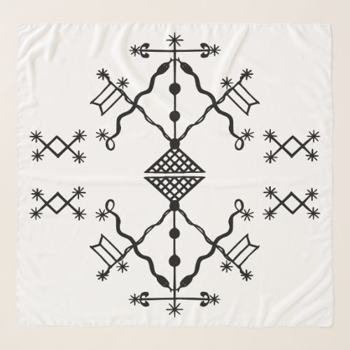 Double Black Veve of Damballah on White Scarf