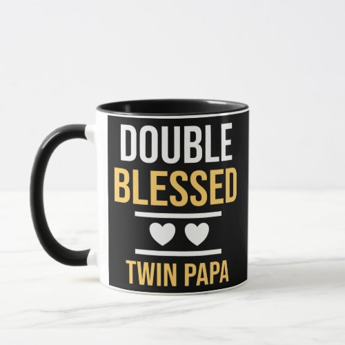 Double Blessed Twin Papa Twin Dad Father Funny Mug