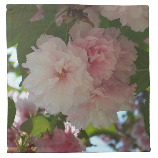 Double Blossoming Cherry Tree I Spring Floral Cloth Napkin (Front)
