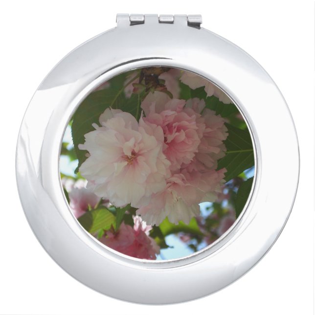 Double Blossoming Cherry Tree I Spring Floral Compact Mirror (Front)