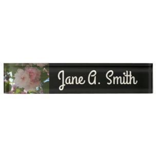Double Blossoming Cherry Tree I Spring Floral Desk Name Plate