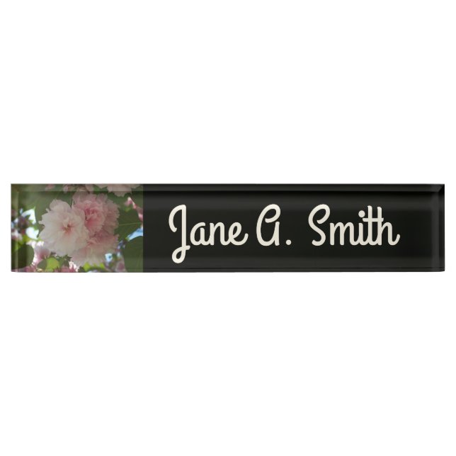Double Blossoming Cherry Tree I Spring Floral Desk Name Plate (Front)