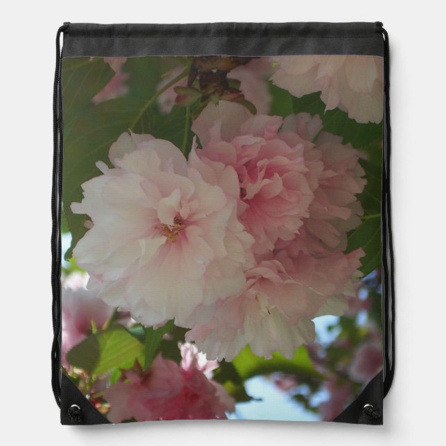 Double Blossoming Cherry Tree I Spring Floral Drawstring Bag (Front)