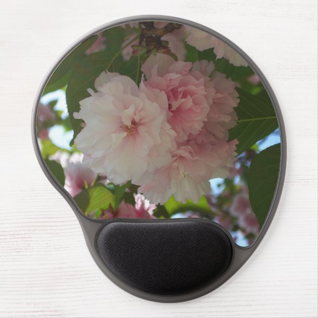 Double Blossoming Cherry Tree I Spring Floral Gel Mouse Pad (Front)