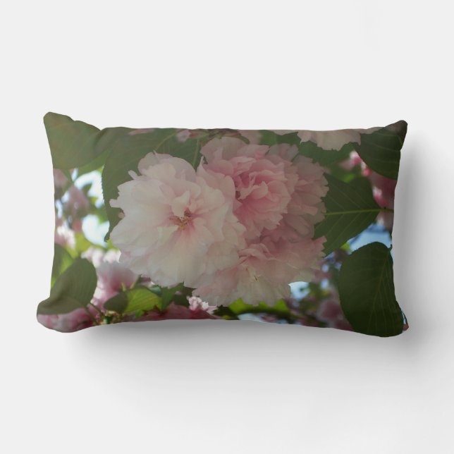 Double Blossoming Cherry Tree I Spring Floral Lumbar Pillow (Front)
