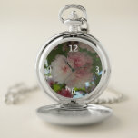 Double Blossoming Cherry Tree I Spring Floral Pocket Watch