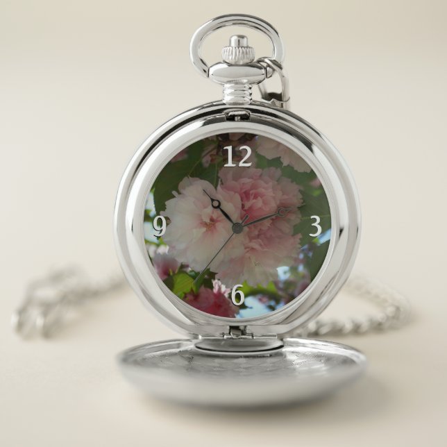 Double Blossoming Cherry Tree I Spring Floral Pocket Watch (Inside)