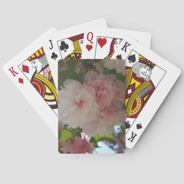 Double Blossoming Cherry Tree I Spring Floral Poker Cards (Back)