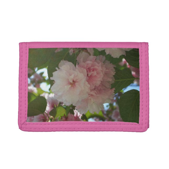 Double Blossoming Cherry Tree I Spring Floral Tri-fold Wallet (Front)