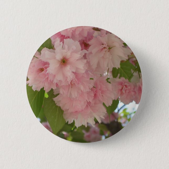 Double Blossoming Cherry Tree II Spring Floral Button (Front)