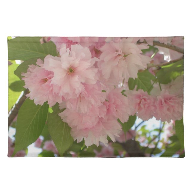 Double Blossoming Cherry Tree II Spring Floral Cloth Placemat (Front)