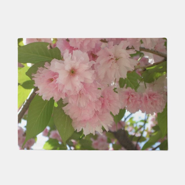 Double Blossoming Cherry Tree II Spring Floral Doormat (Front)