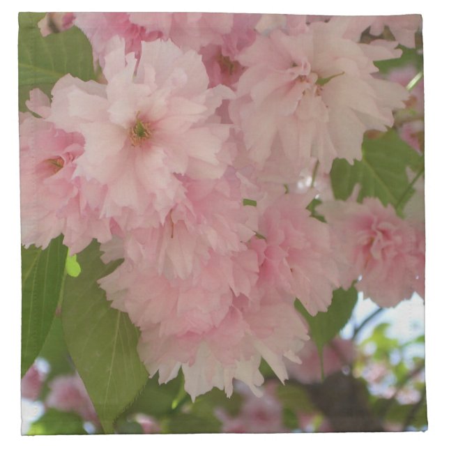 Double Blossoming Cherry Tree II Spring Floral Napkin (Front)