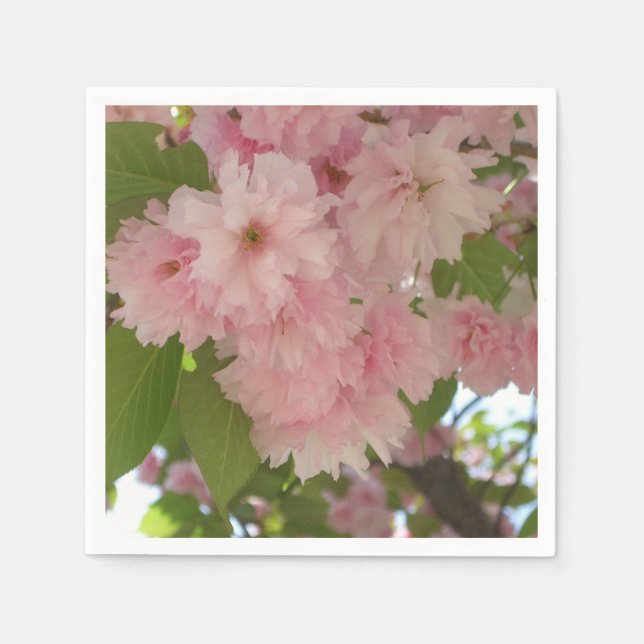 Double Blossoming Cherry Tree II Spring Floral Paper Napkins (Front)