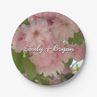 Double Blossoming Cherry Tree II Spring Floral Paper Plates