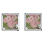 Double Blossoming Cherry Tree II Spring Floral Silver Cufflinks