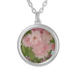 Double Blossoming Cherry Tree II Spring Floral Silver Plated Necklace