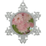 Double Blossoming Cherry Tree II Spring Floral Snowflake Pewter Christmas Ornament