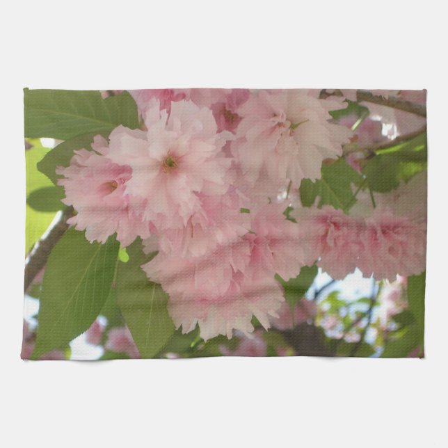 Double Blossoming Cherry Tree II Spring Floral Towel (Horizontal)