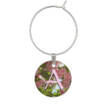 Double Blossoming Cherry Tree III Floral Monogram Wine Glass Charm