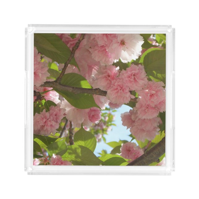 Double Blossoming Cherry Tree III Spring Floral Acrylic Tray (Front)